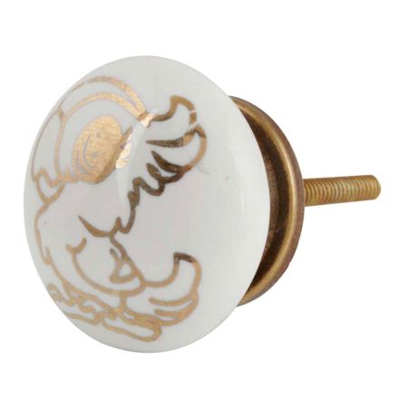 Golden Cockatoo Pattern Ceramic Dresser Knobs